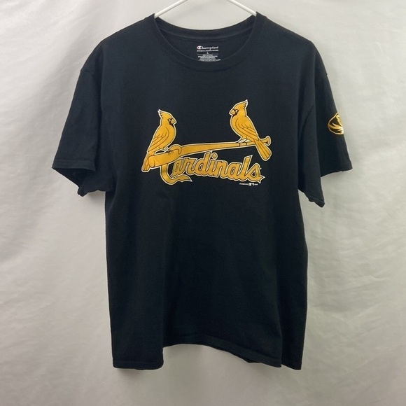 Champion MU St Louis Cards Black Gold Sz L T Shirt - Picture 1 of 7